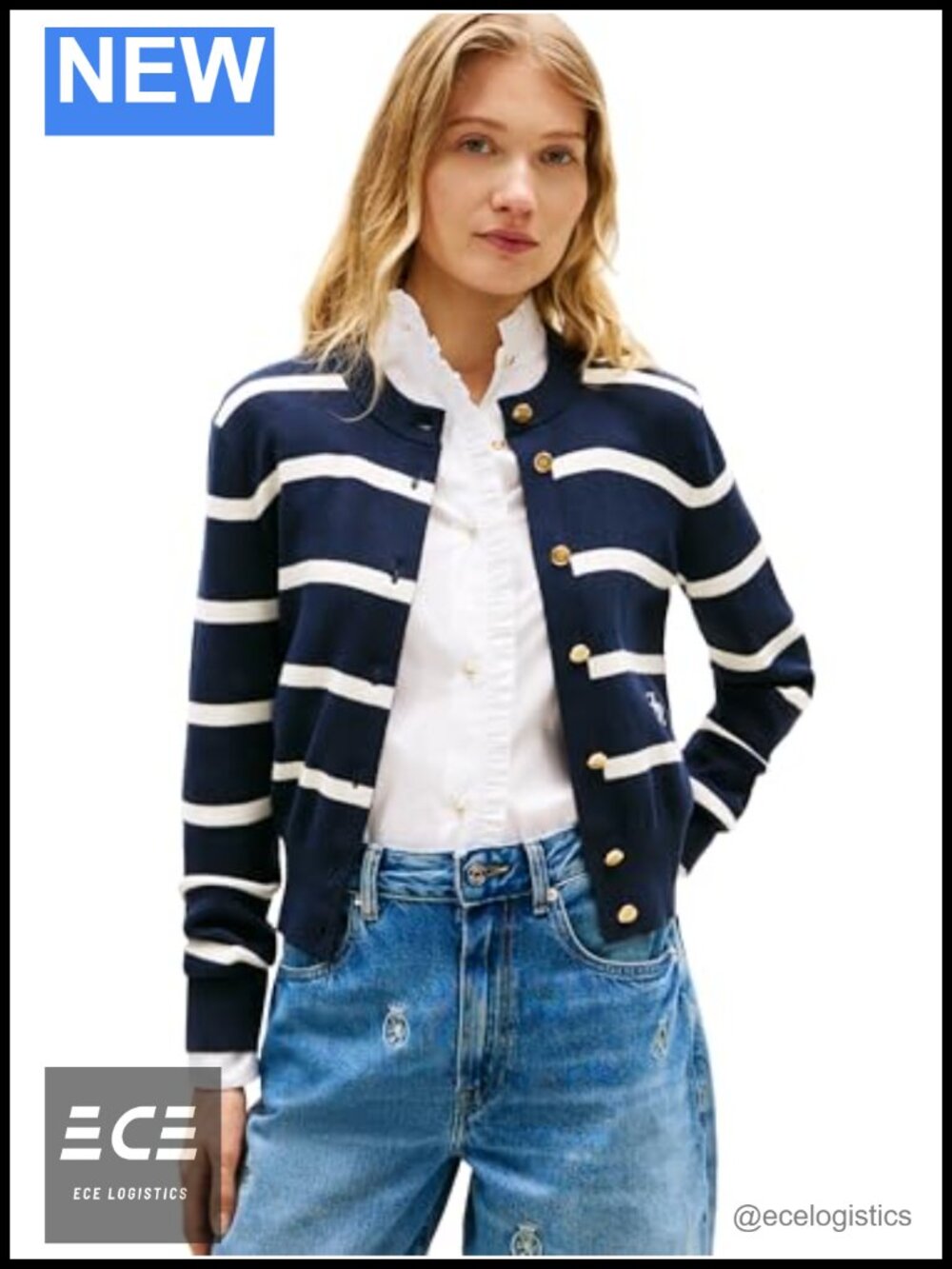 Tommy Hilfiger 100% Cotton Crew Neck Cardigan Lightweight Button Down Knit